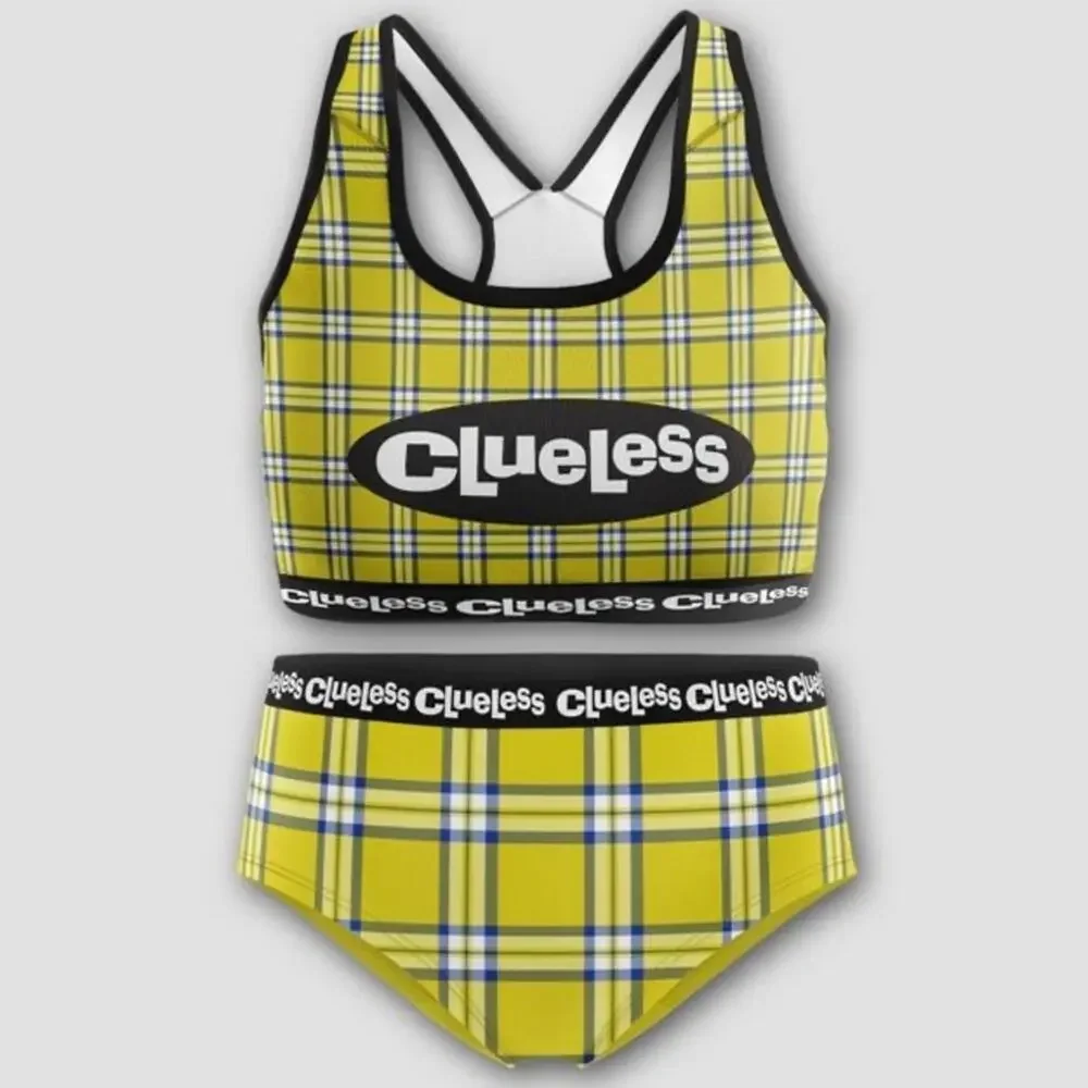 Clueless Bra and Underwear Set Yellow plaid ASO Cher big girls NWT Sz 12